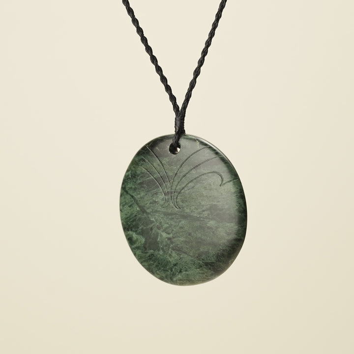 Porowhita Rā/Sun Pounamu XL Pendant, Black Binding