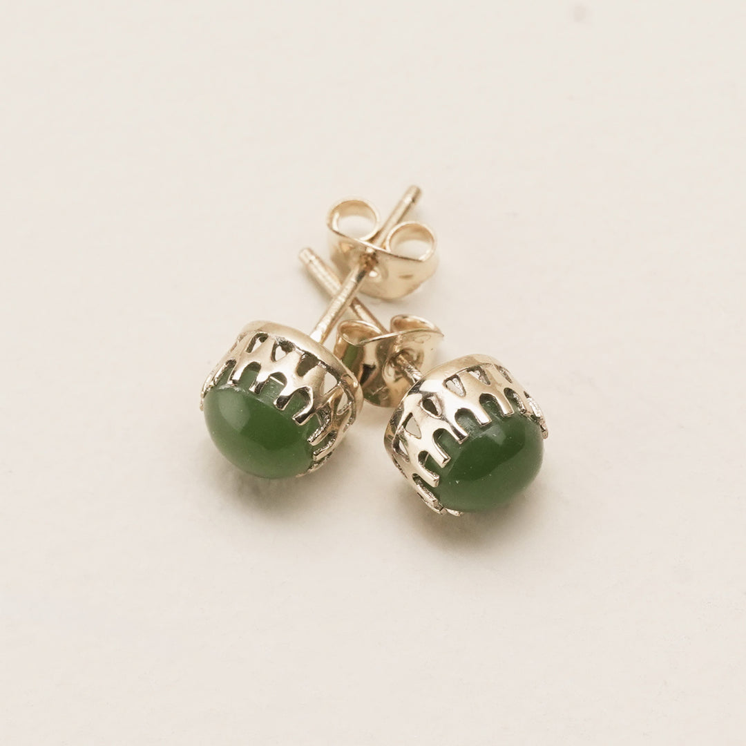 Kahurangi Pounamu Stud Earrings in 9k Gold
