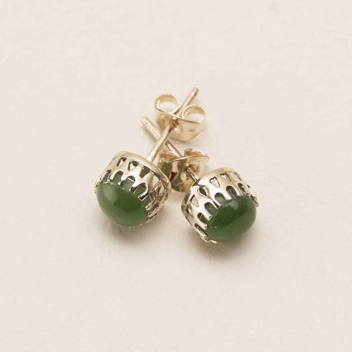 Kahurangi Pounamu Stud Earrings in 9k Gold