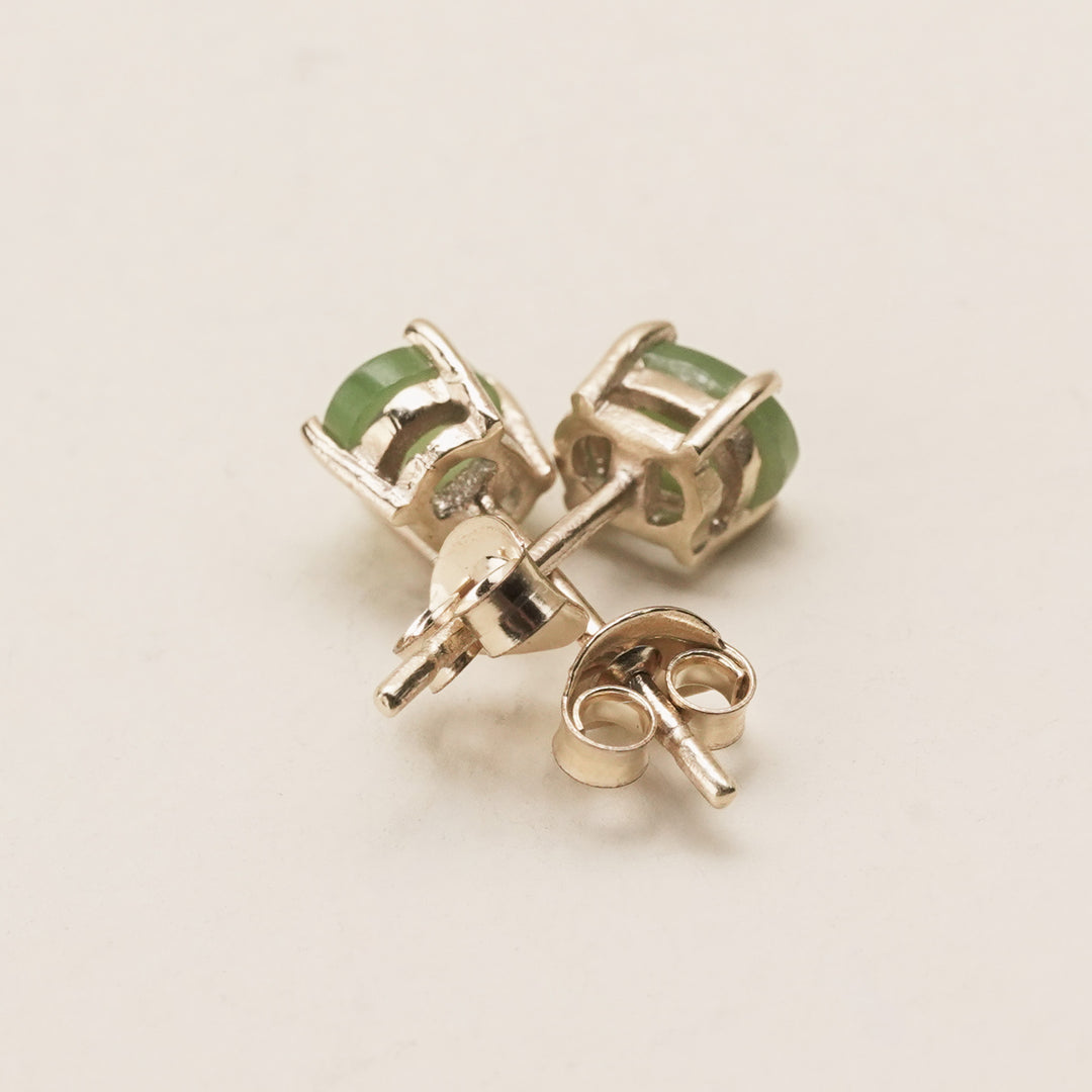 Kahurangi Pounamu Oval Stud Earrings in 9k Gold