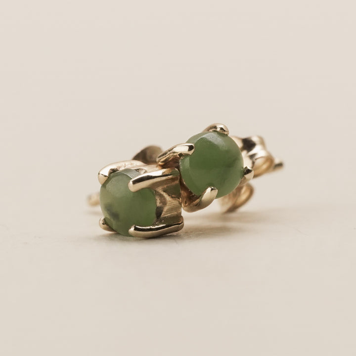 Kahurangi Pounamu Petite Stud Earrings in 9k Gold