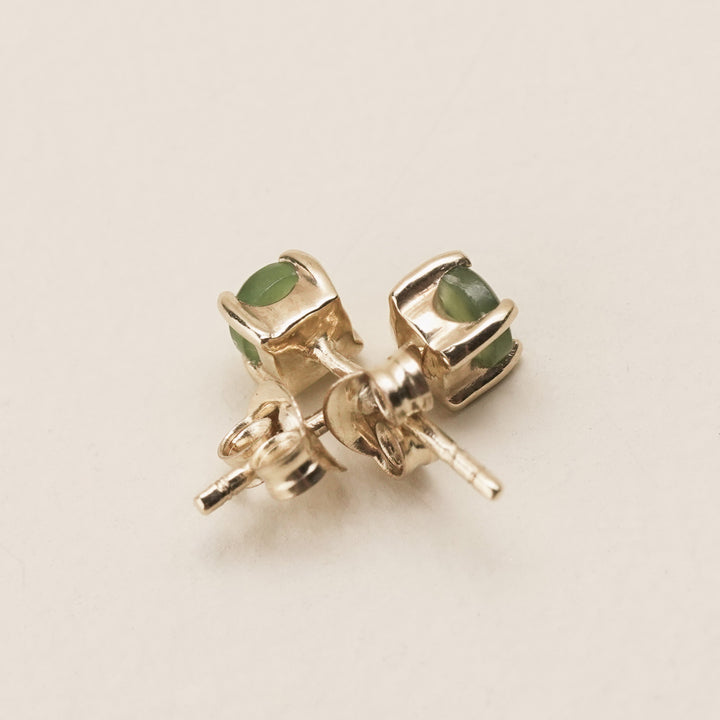 Kahurangi Pounamu Petite Stud Earrings in 9k Gold