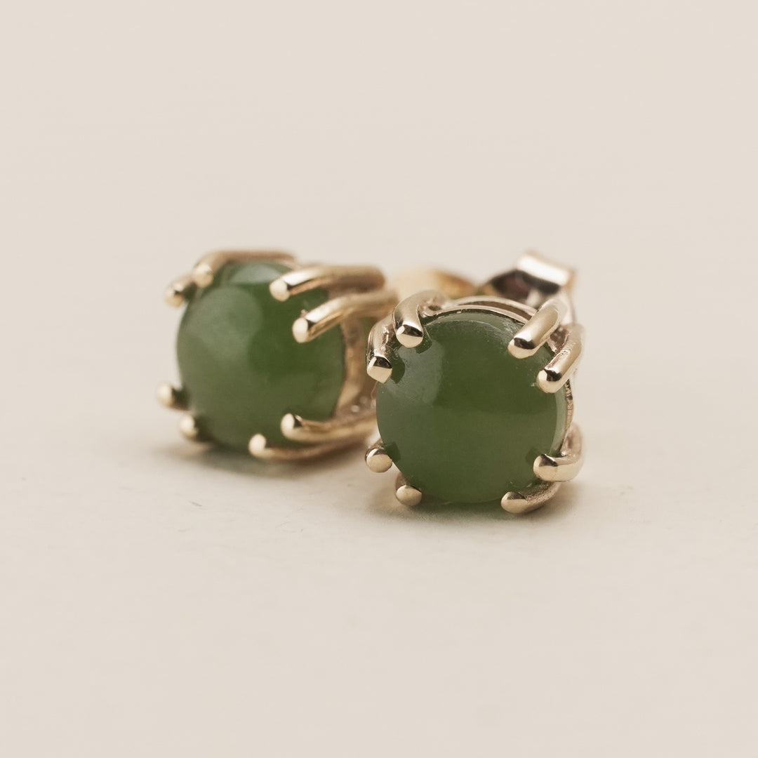 Kahurangi Pounamu Stud Earrings in 9k Gold