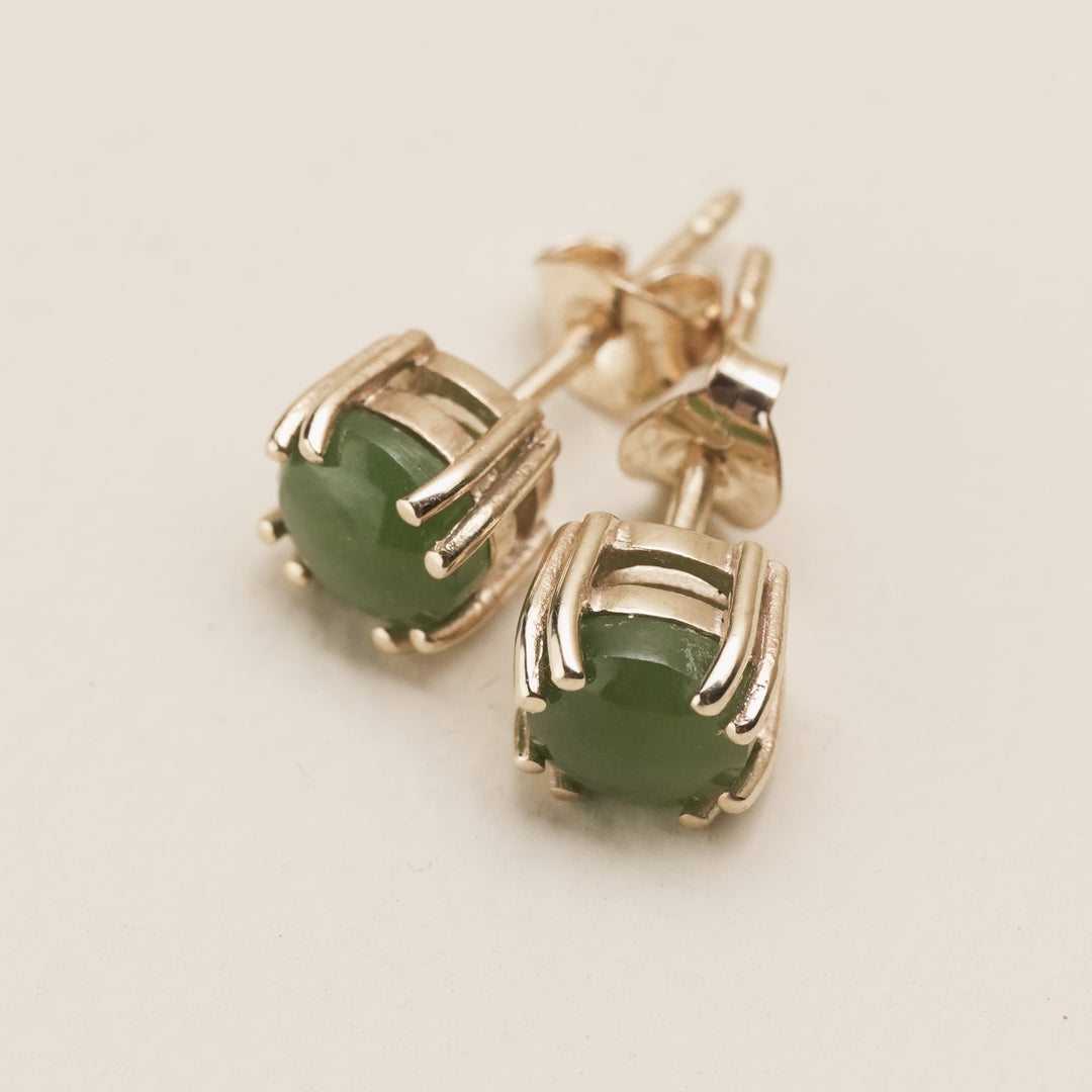 Kahurangi Pounamu Stud Earrings in 9k Gold