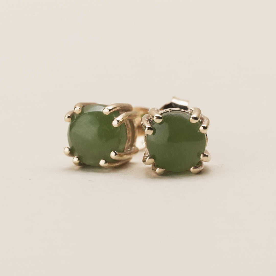 Kahurangi Pounamu Stud Earrings in 9k Gold