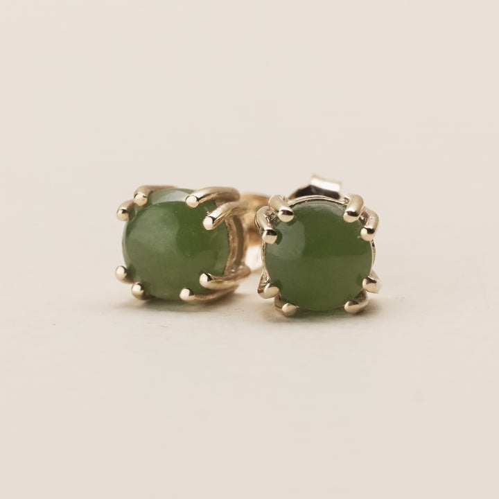 Kahurangi Pounamu Stud Earrings in 9k Gold