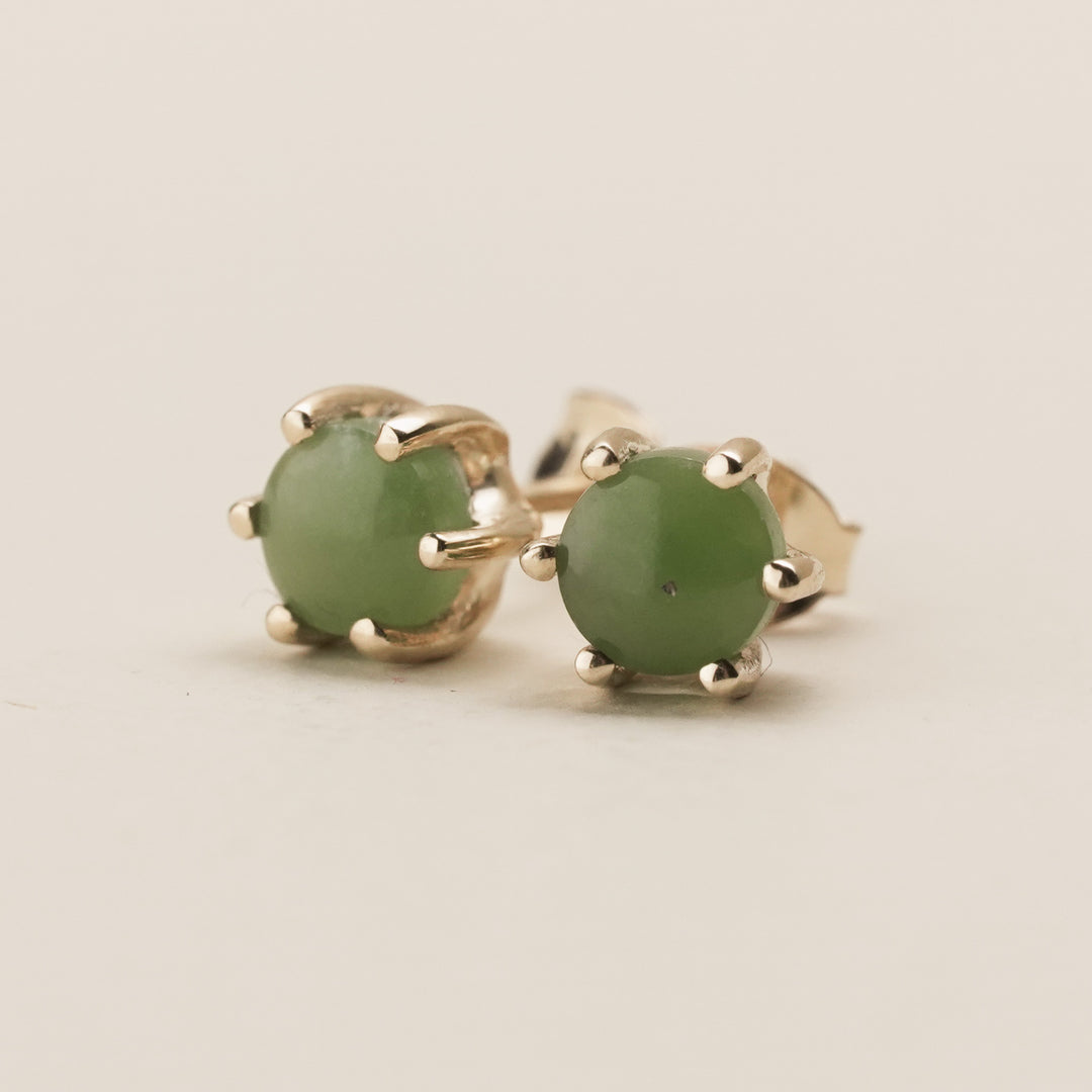 Kahurangi Pounamu and 9k Gold Stud Earrings