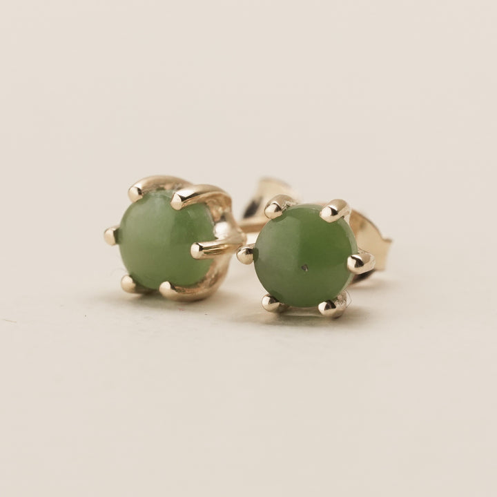 Kahurangi Pounamu and 9k Gold Stud Earrings