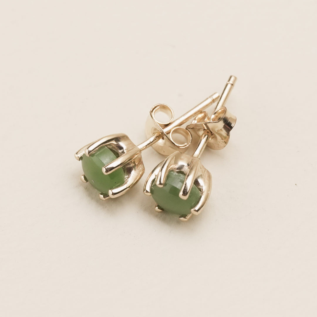 Kahurangi Pounamu and 9k Gold Stud Earrings