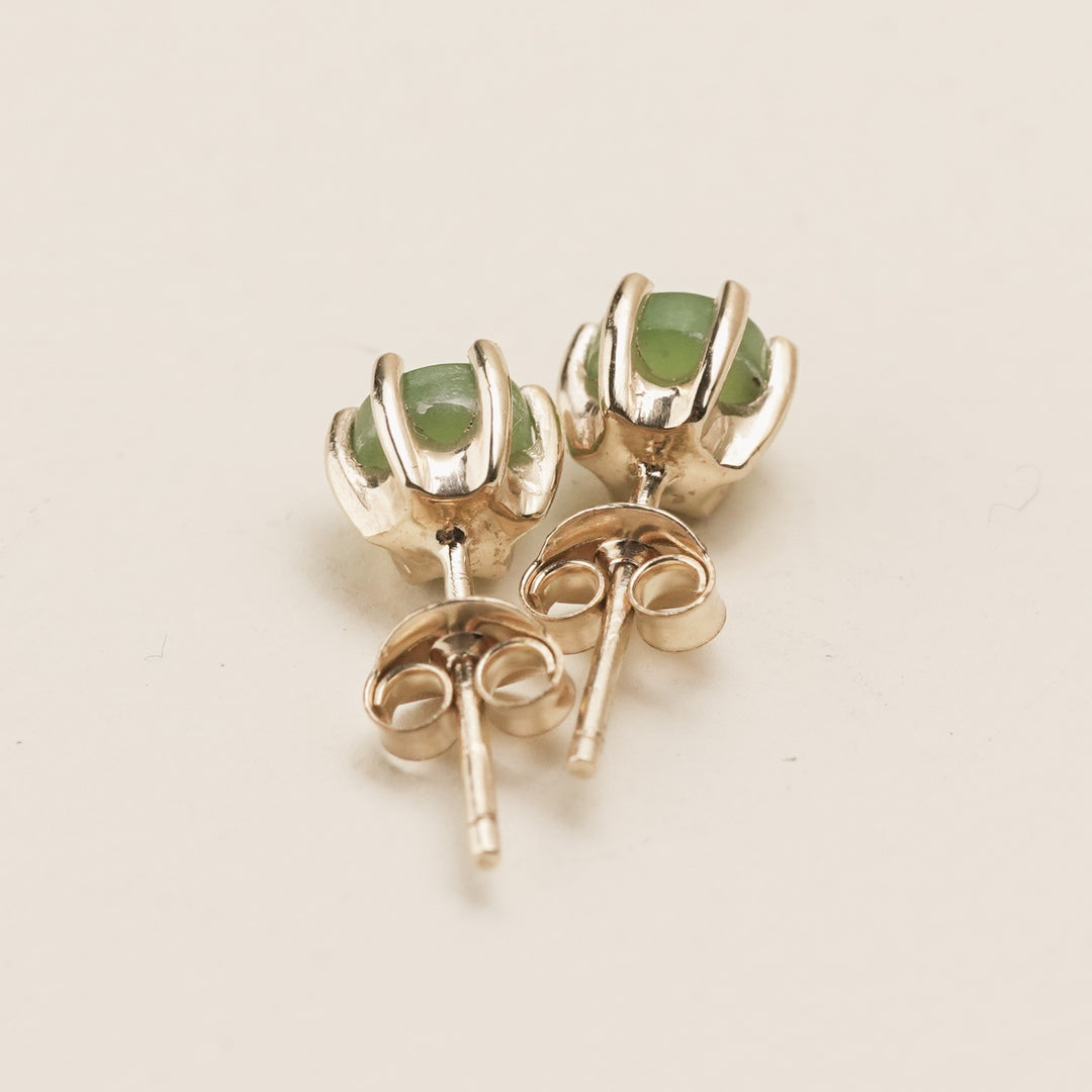 Kahurangi Pounamu and 9k Gold Stud Earrings