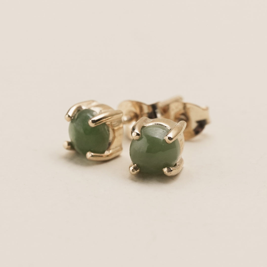 Kahurangi Pounamu Stud Earrings in 9k Gold