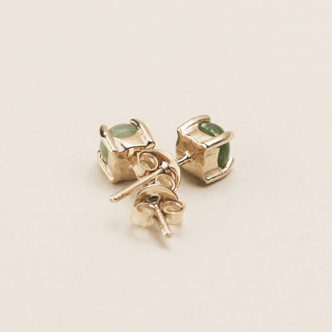 Kahurangi Pounamu Stud Earrings in 9k Gold