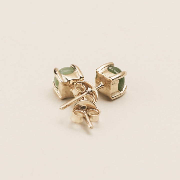 Kahurangi Pounamu Stud Earrings in 9k Gold