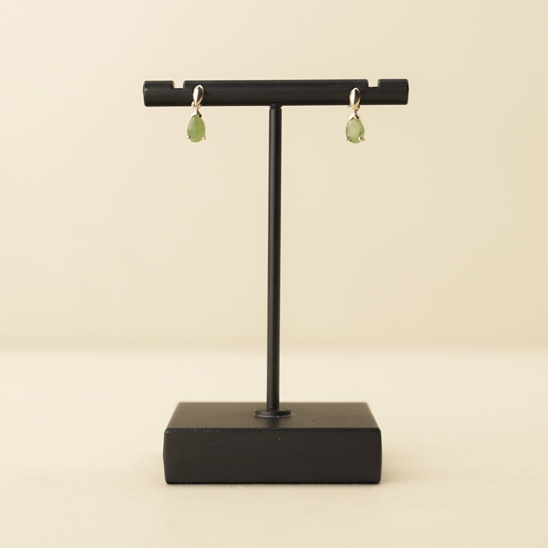 Kahurangi Pounamu and 9k Gold Drop Earrings
