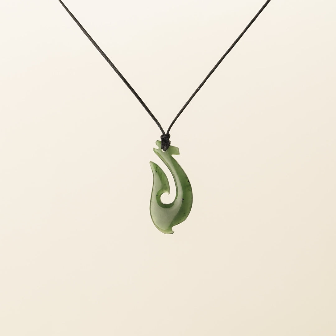 Greenstone Barbed Hei Matau, Small