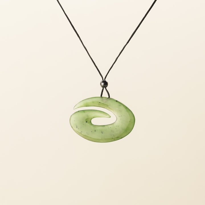 Greenstone Open Spiral Hei Matau, Small