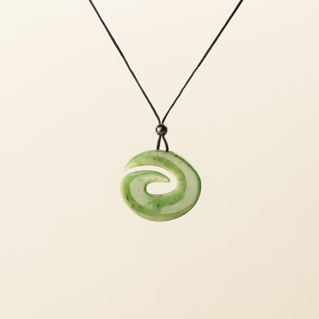 Greenstone Open Spiral Hei Matau, Small