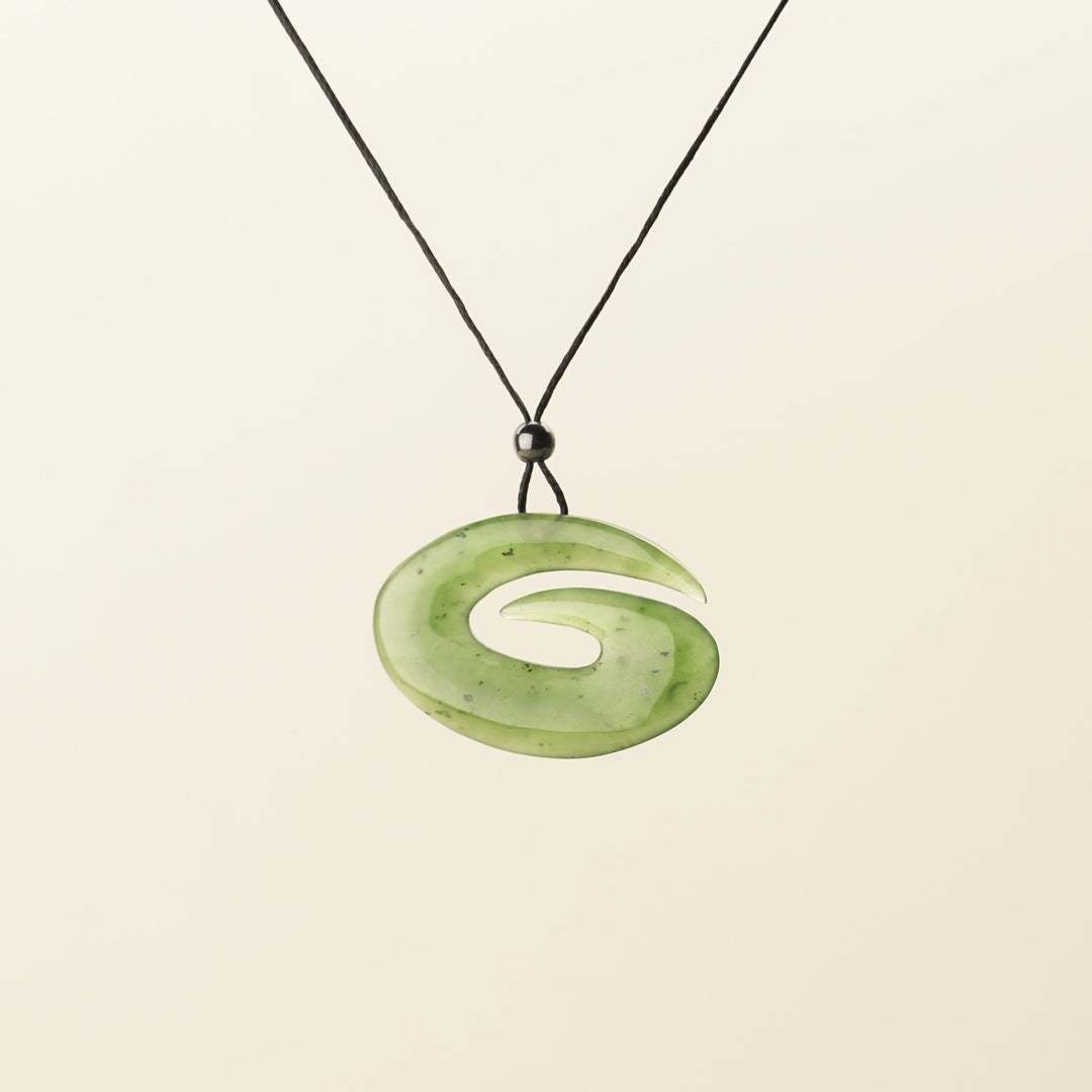 Greenstone Open Spiral Hei Matau, Small