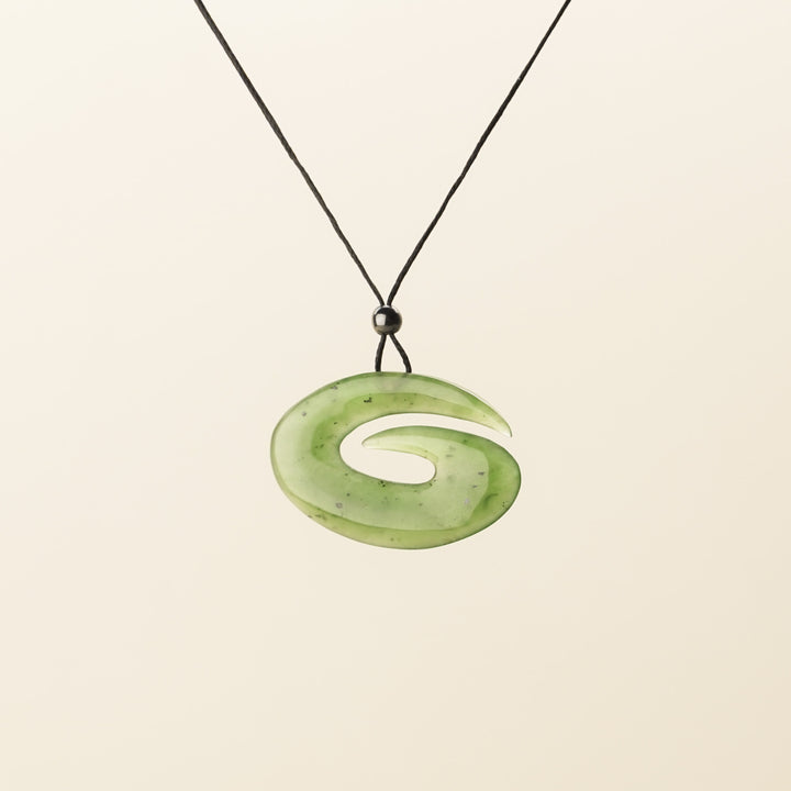 Greenstone Open Spiral Hei Matau, Small