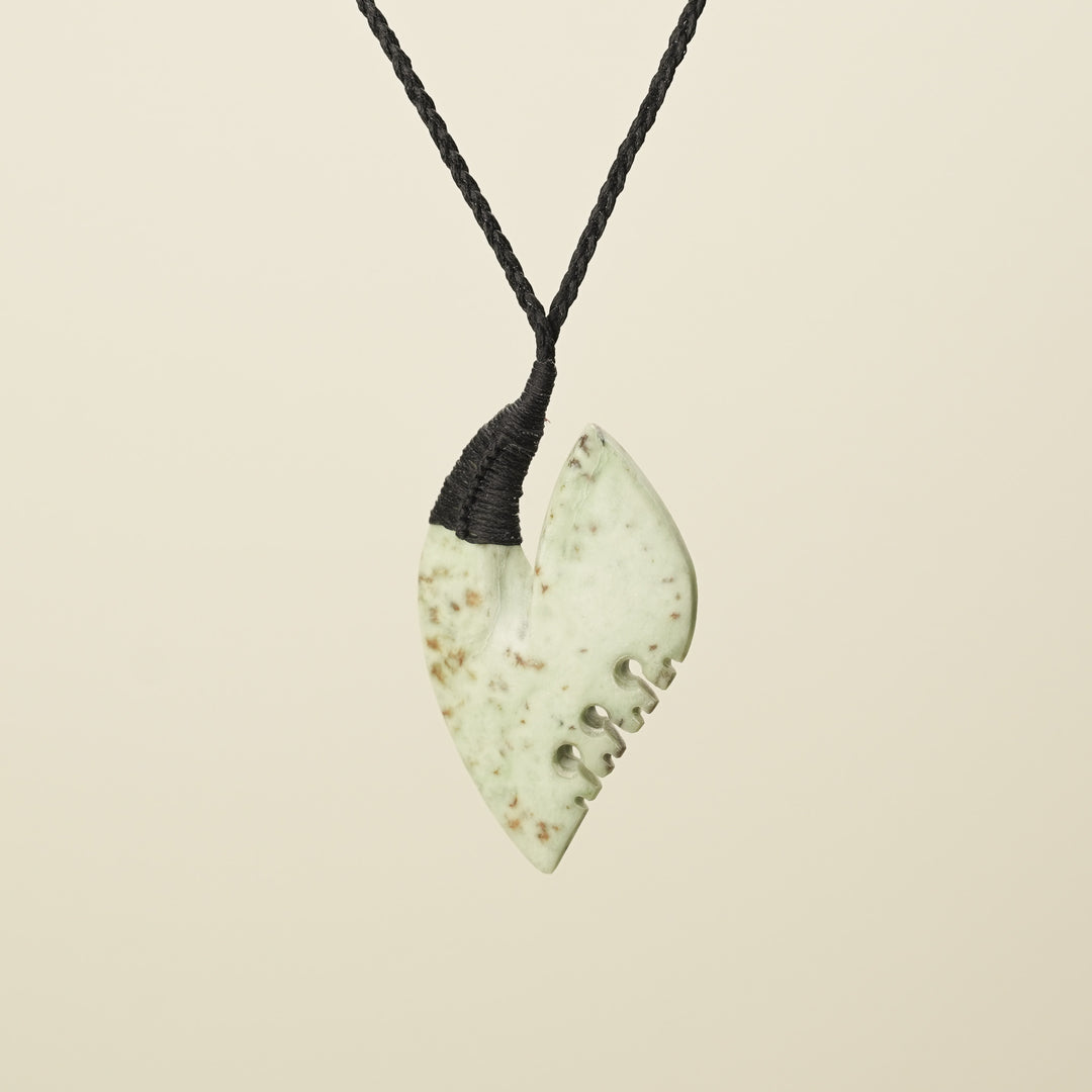 Hei Matau Bound Kōkopu Large Pendant, Black Binding