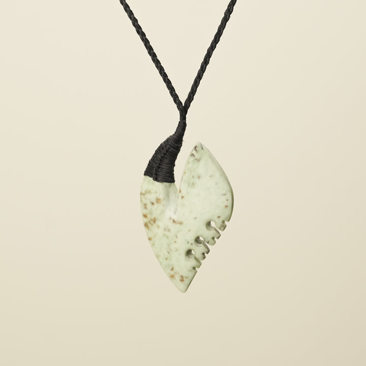 Hei Matau Bound Kōkopu Large Pendant, Black Binding
