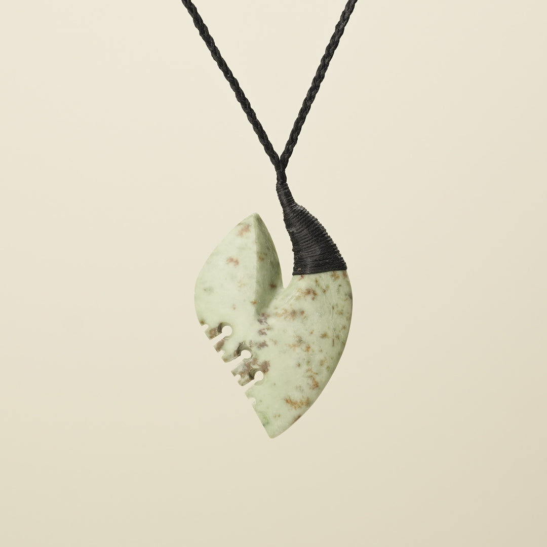 Hei Matau Bound Kōkopu Large Pendant, Black Binding
