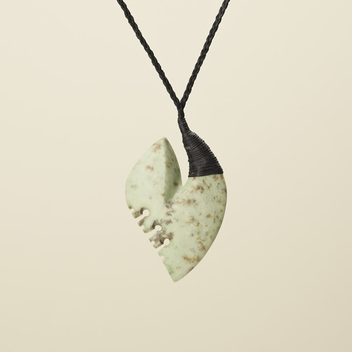 Hei Matau Bound Kōkopu Large Pendant, Black Binding