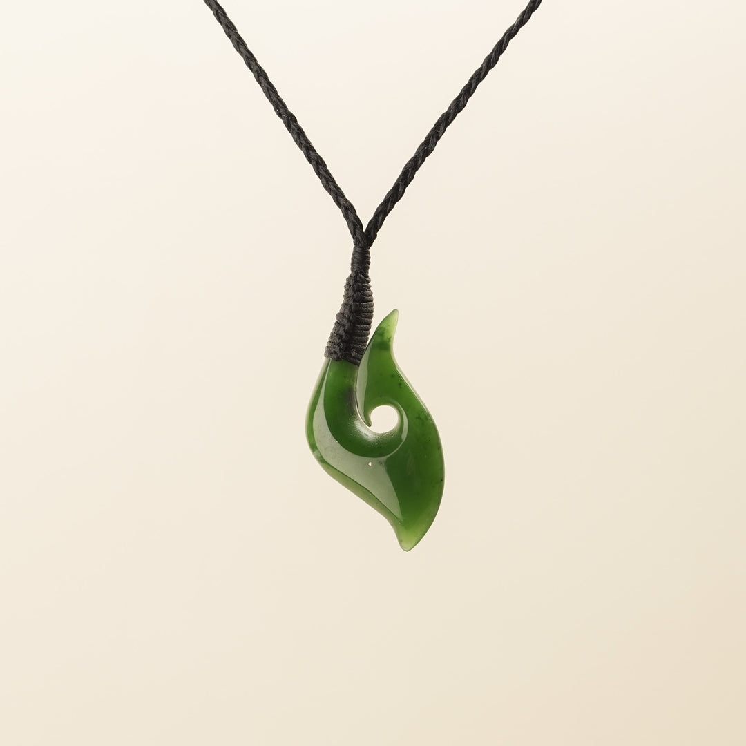 Greenstone Bound Hei Matau Pendant