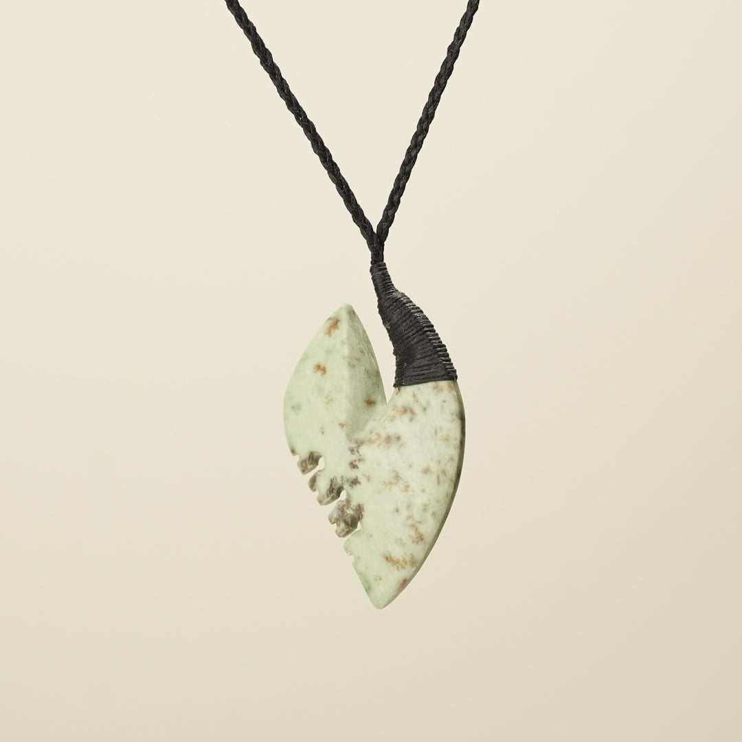 Hei Matau Bound Kōkopu Large Pendant, Black Binding