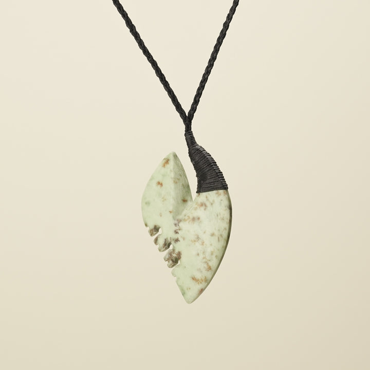 Hei Matau Bound Kōkopu Large Pendant, Black Binding