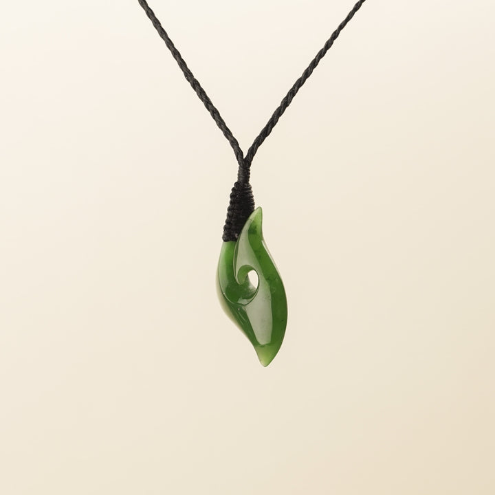 Greenstone Bound Hei Matau Pendant