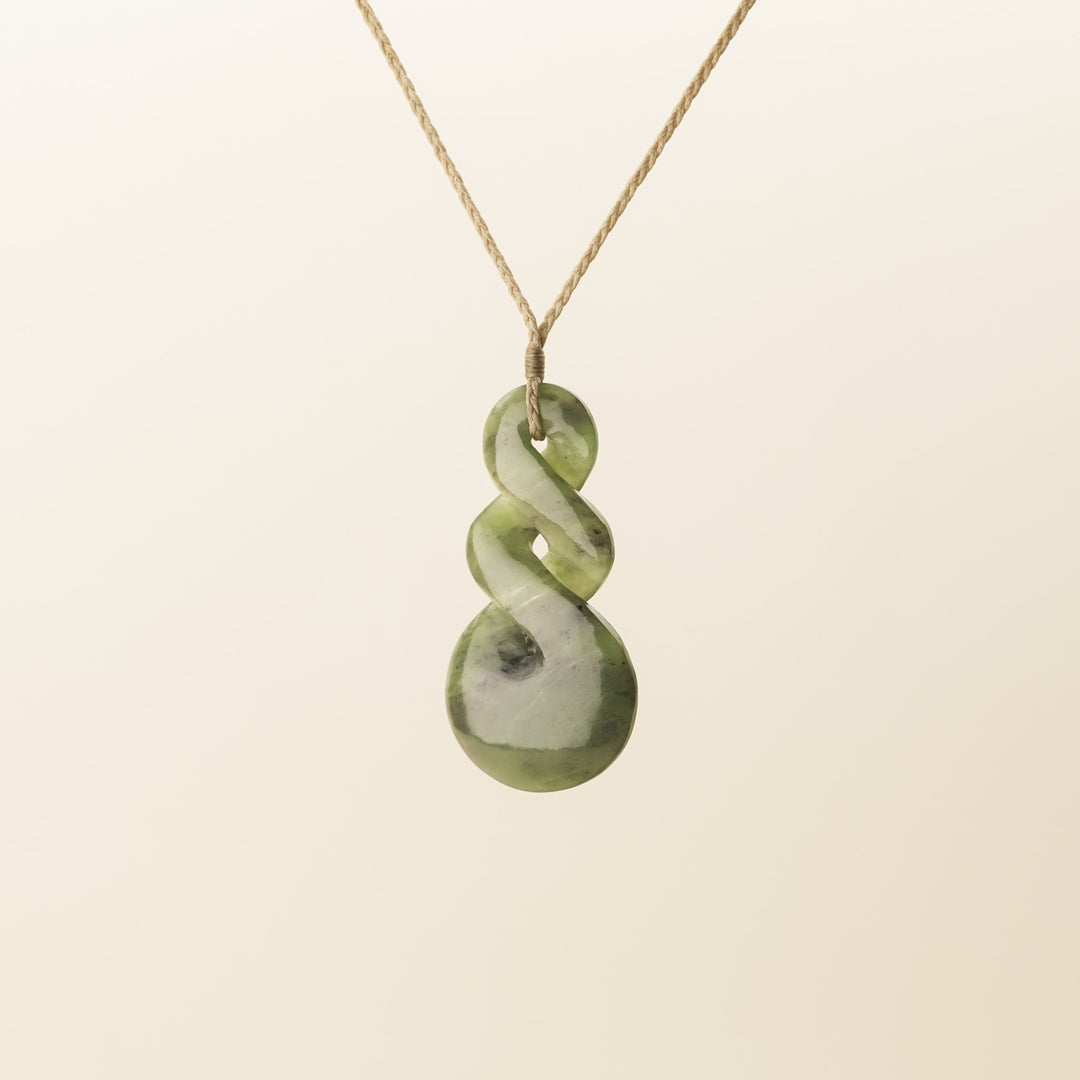 Hapopo XL Double Pikorua Pounamu Pendant