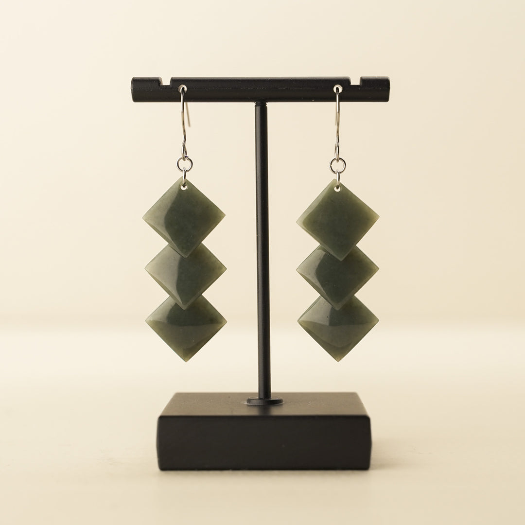 Greenstone Square Drop Earrings