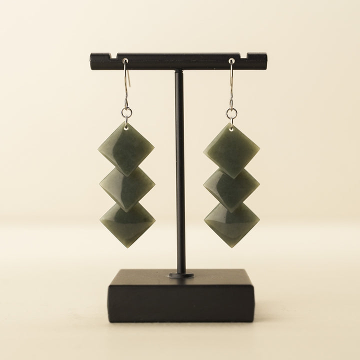 Greenstone Square Drop Earrings