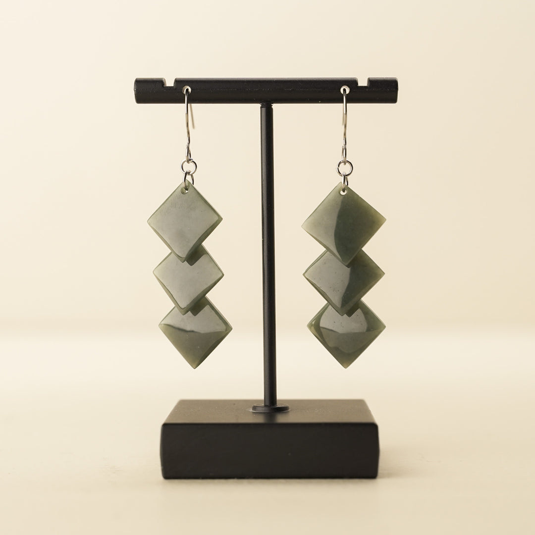 Greenstone Square Drop Earrings