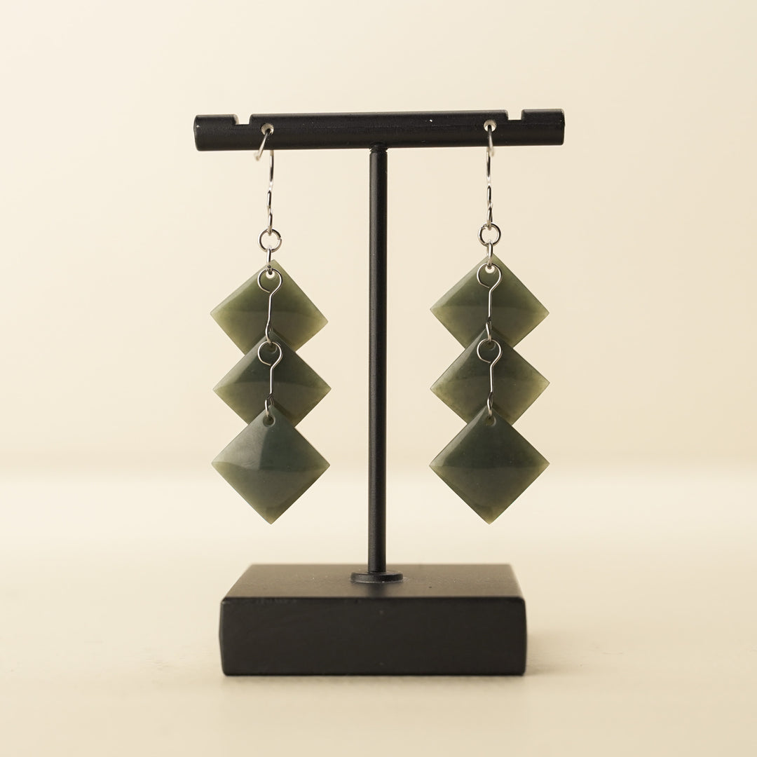Greenstone Square Drop Earrings