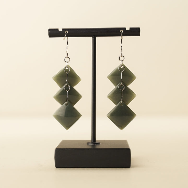 Greenstone Square Drop Earrings