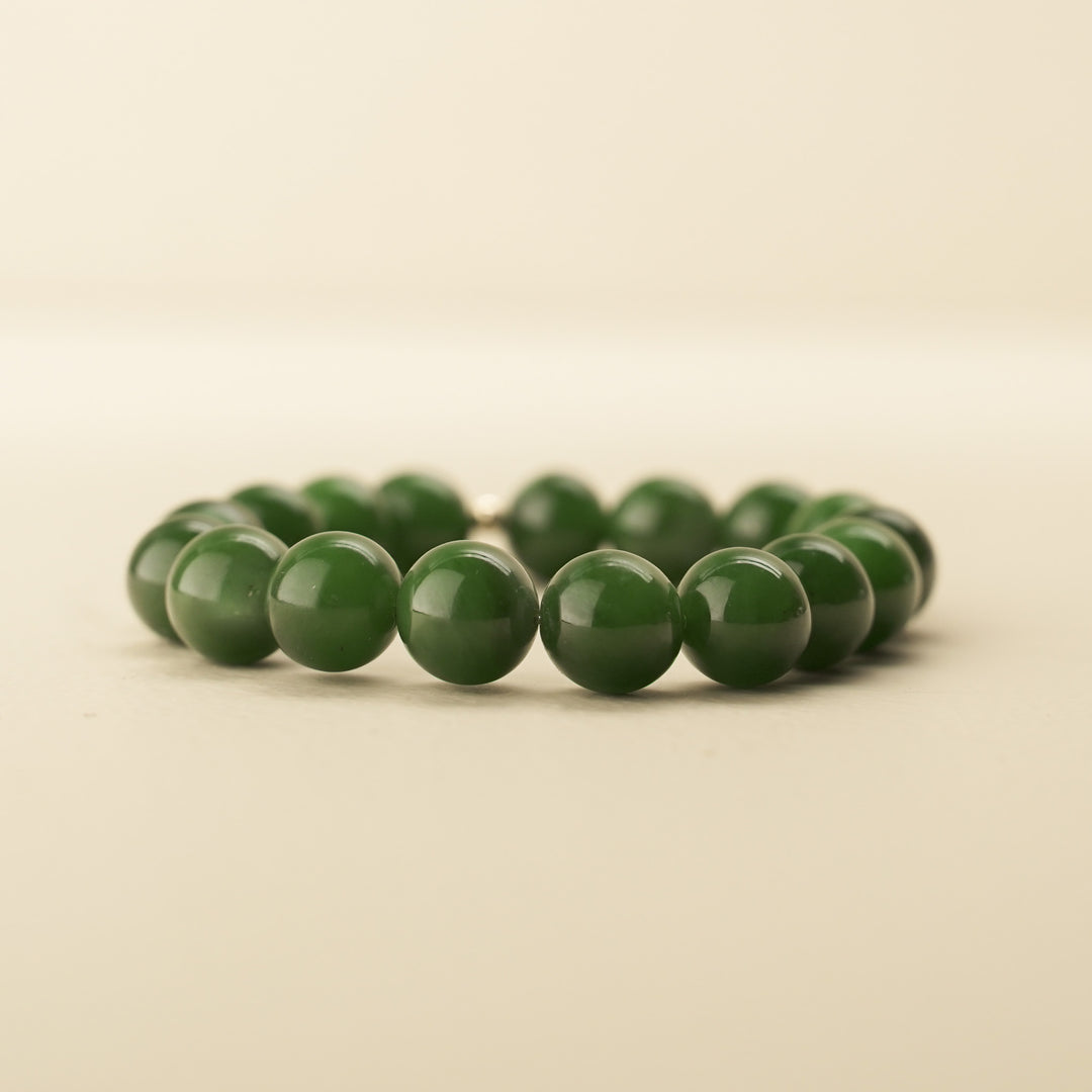Pounamu Bead Bracelet with 14ct Gold Filled Bead