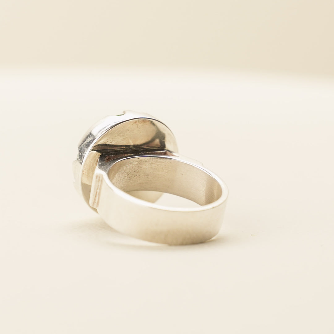 Flower Pounamu Ring in Sterling Silver