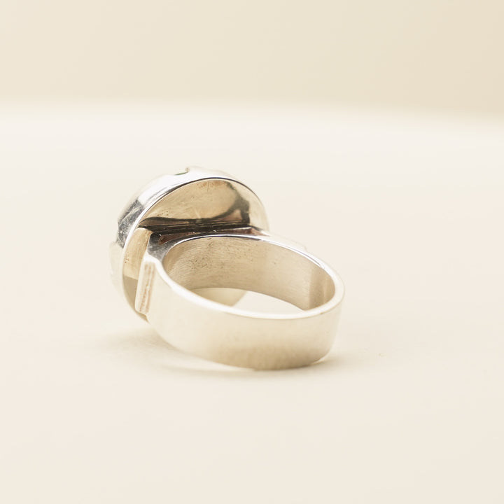 Flower Pounamu Ring in Sterling Silver