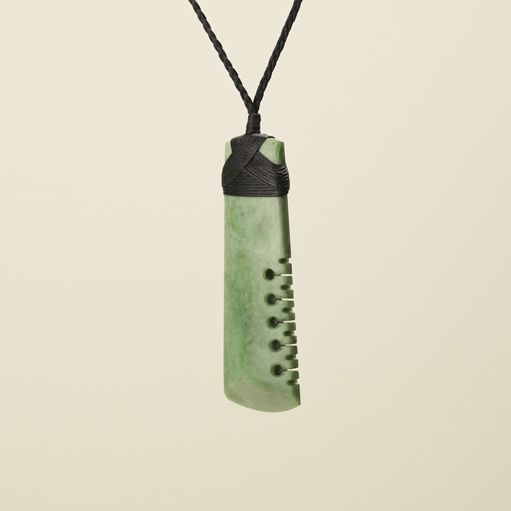 Notched Toki – Inanga Large Pendant, Black Binding