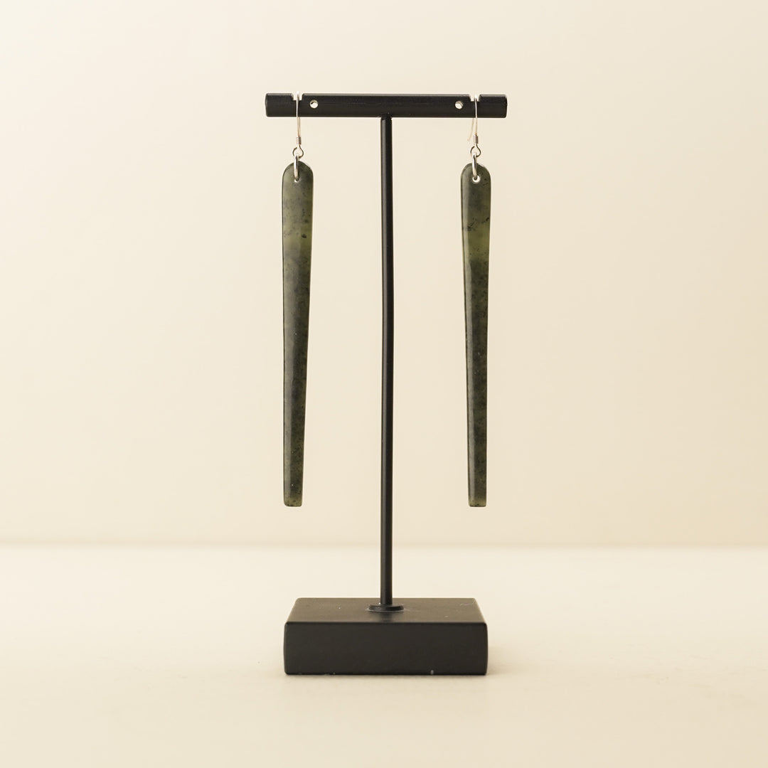 Large Kawakawa Pounamu Drop Earrings