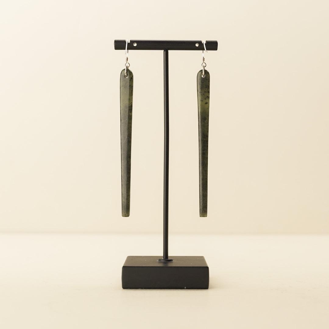 Large Kawakawa Pounamu Drop Earrings