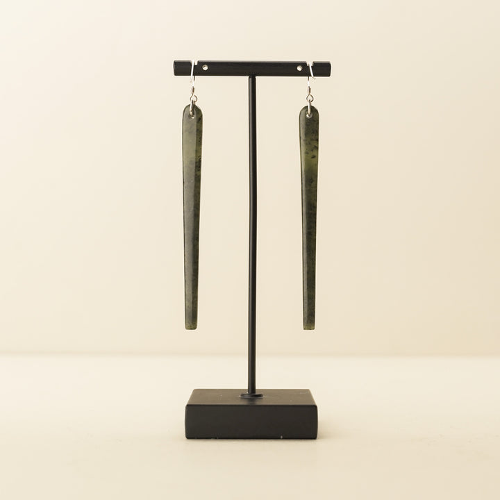 Large Kawakawa Pounamu Drop Earrings