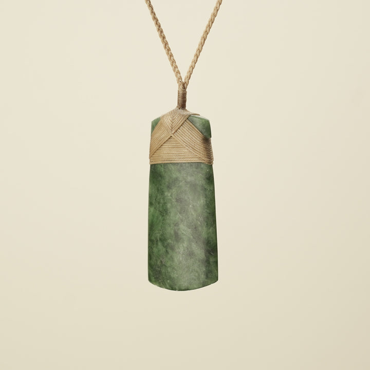 Toki Whakrei Carved Kawakawa Large Pounamu Pendant