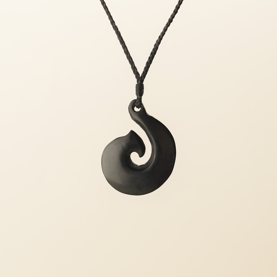 Dark Kawakawa Small Hei Matau Pounamu Pendant