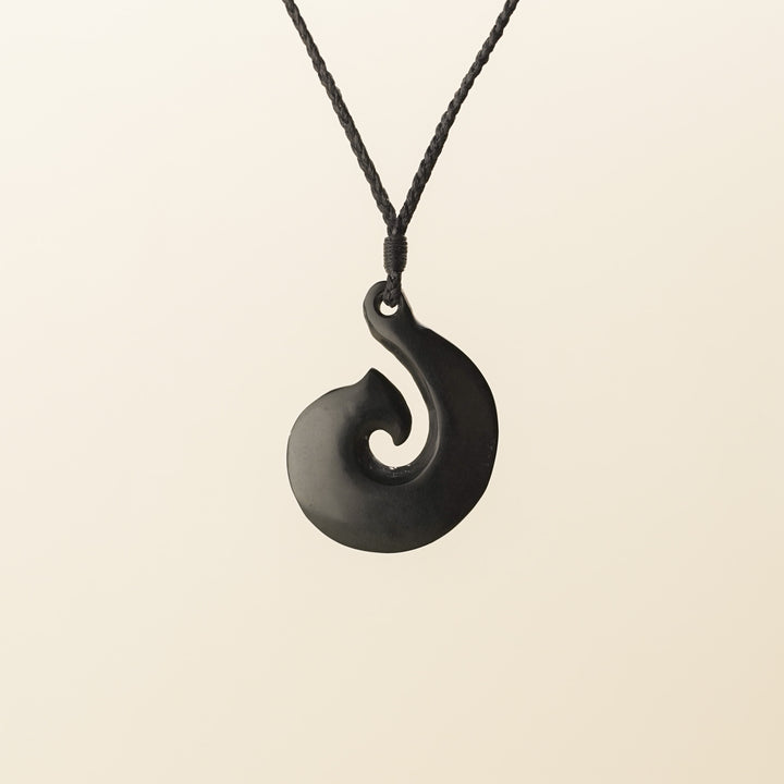 Dark Kawakawa Small Hei Matau Pounamu Pendant