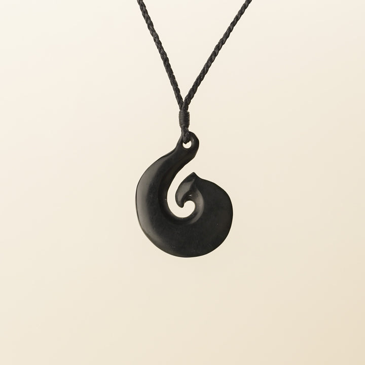 Dark Kawakawa Small Hei Matau Pounamu Pendant