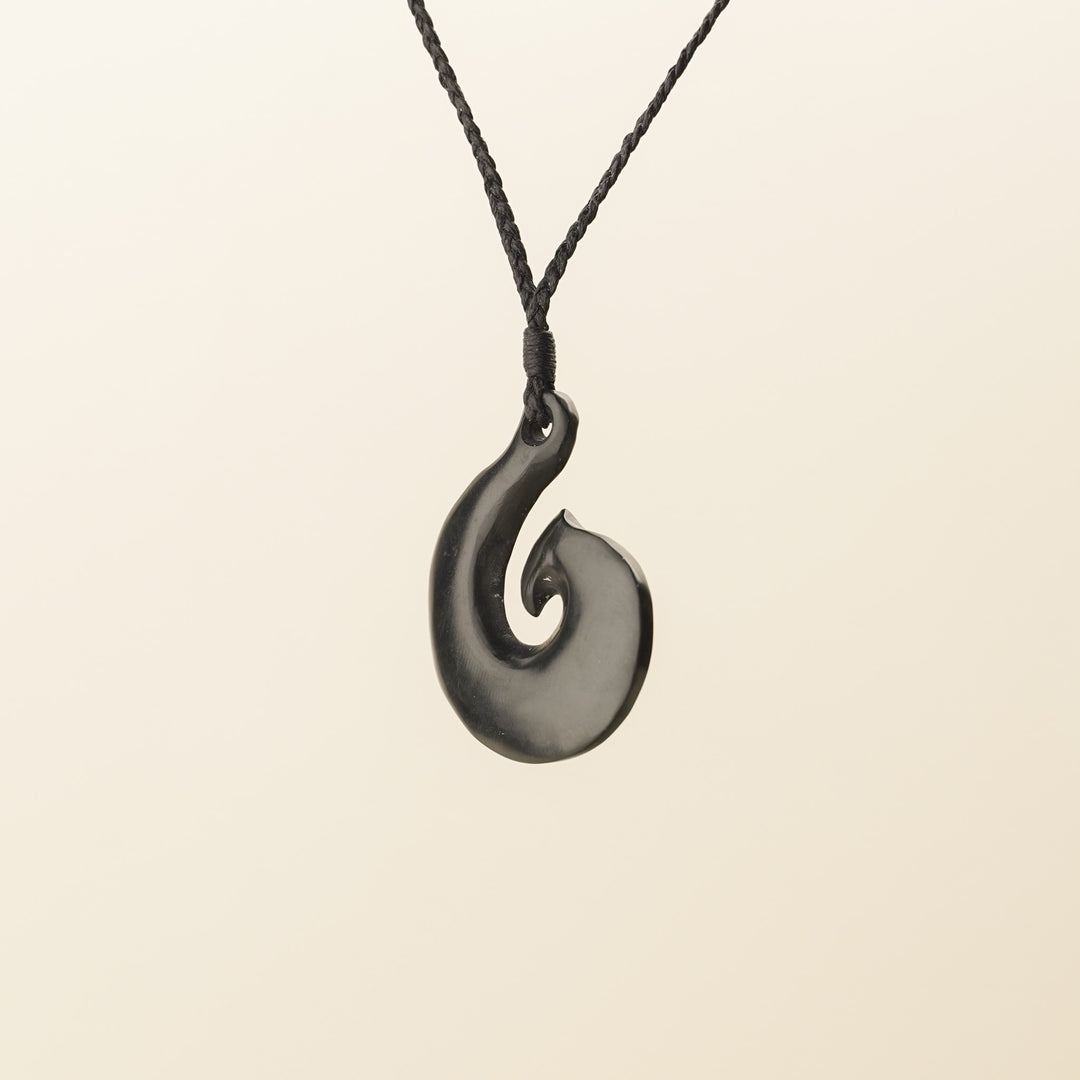 Dark Kawakawa Small Hei Matau Pounamu Pendant