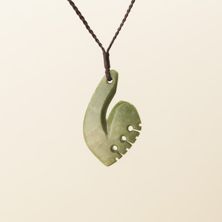 Raukaraka Medium Hei Matau Pounamu Pendant